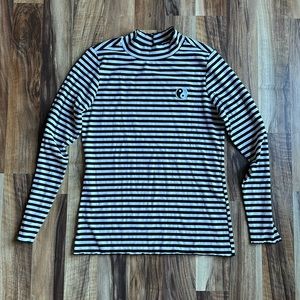 Hot Topic Mock Neck Striped Long Sleeve Top Size M/L